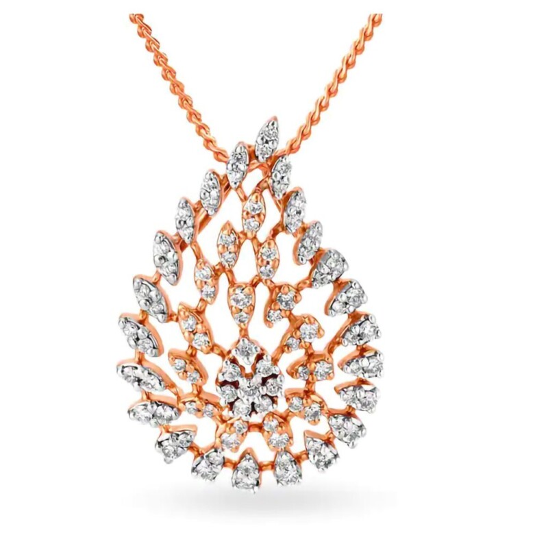 IGI Certified Natural Diamond Design Pendant 14K/18K Fine Rose Gold