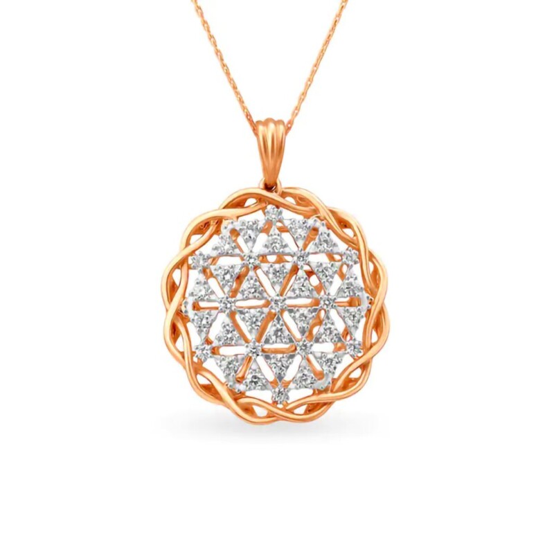 IGI Certified Natural Diamond Design Pendant 14K/18K Fine Rose Gold