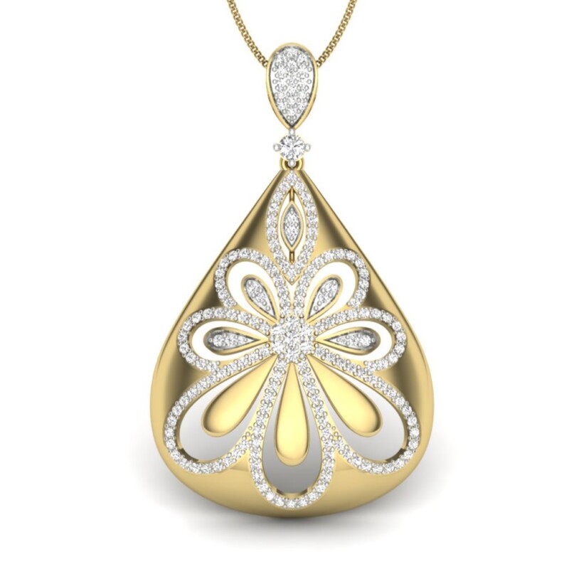 IGI Certified Natural Diamond Design Pendant 14K/18K Fine Yellow Gold