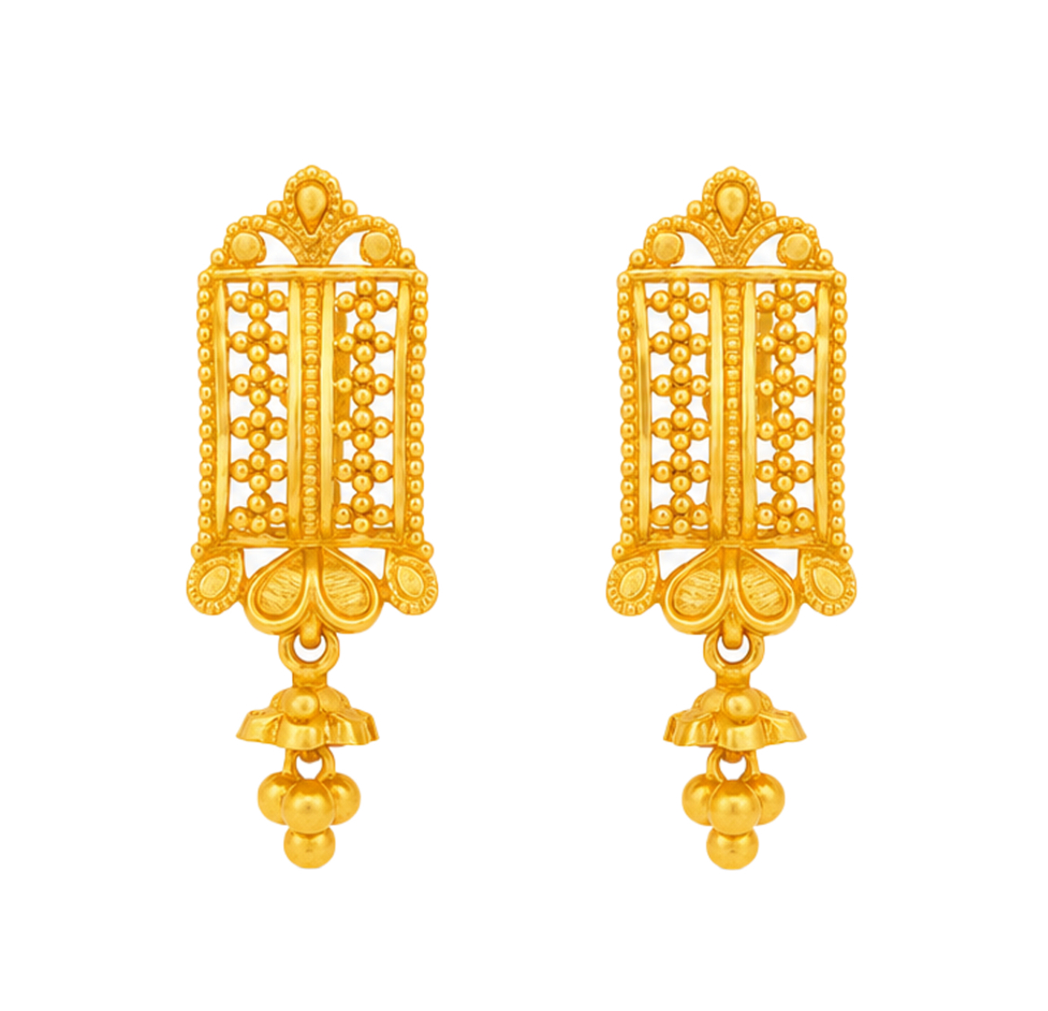 BIS Certified Real 22K Yellow Fine Gold Handmade Dangle Earrings For Women
