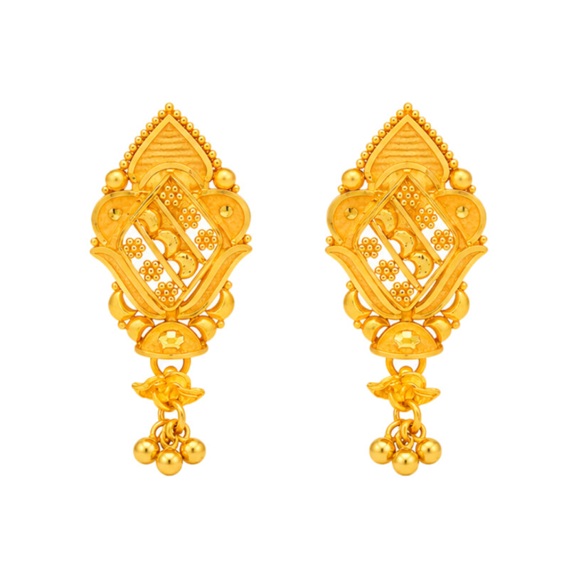 BIS Certified Real 22K Yellow Fine Gold Handmade Earrings For Women