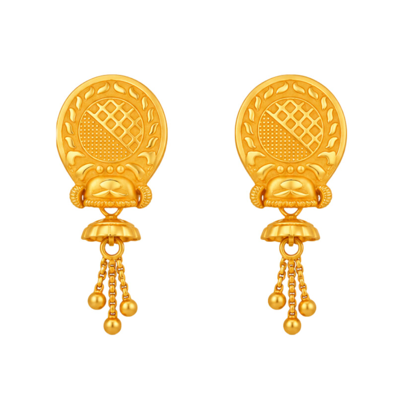 BIS Certified Real 22K Yellow Fine Gold Handmade Earrings For Women