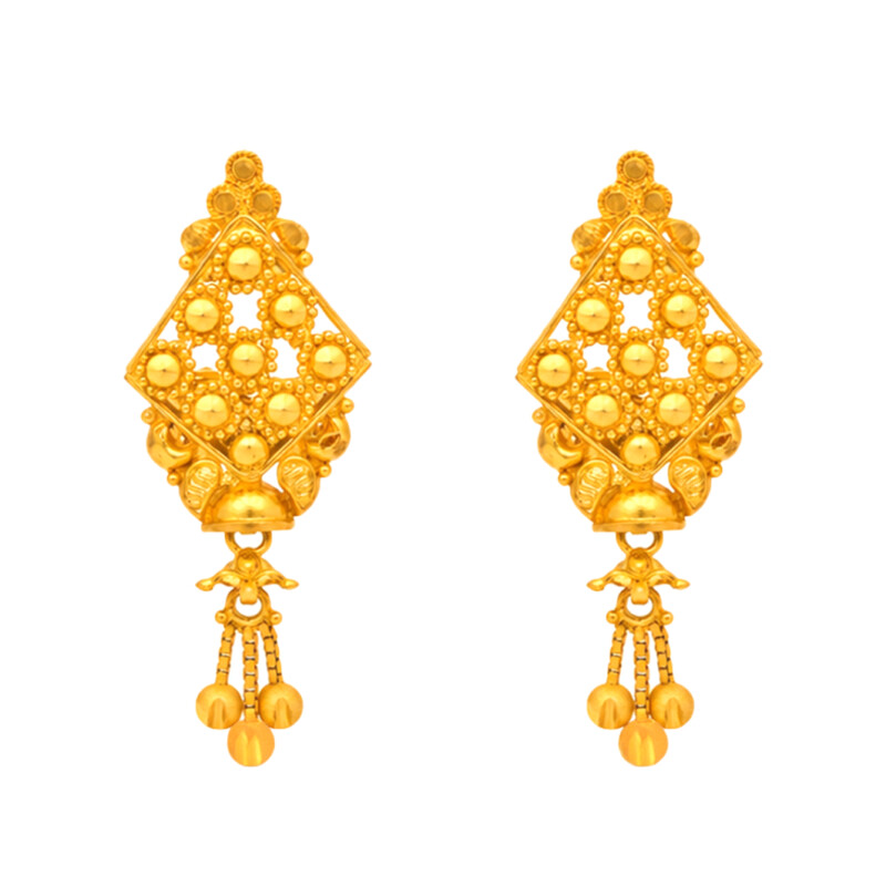 BIS Certified Real 22K Yellow Fine Gold Handmade Earrings For Women