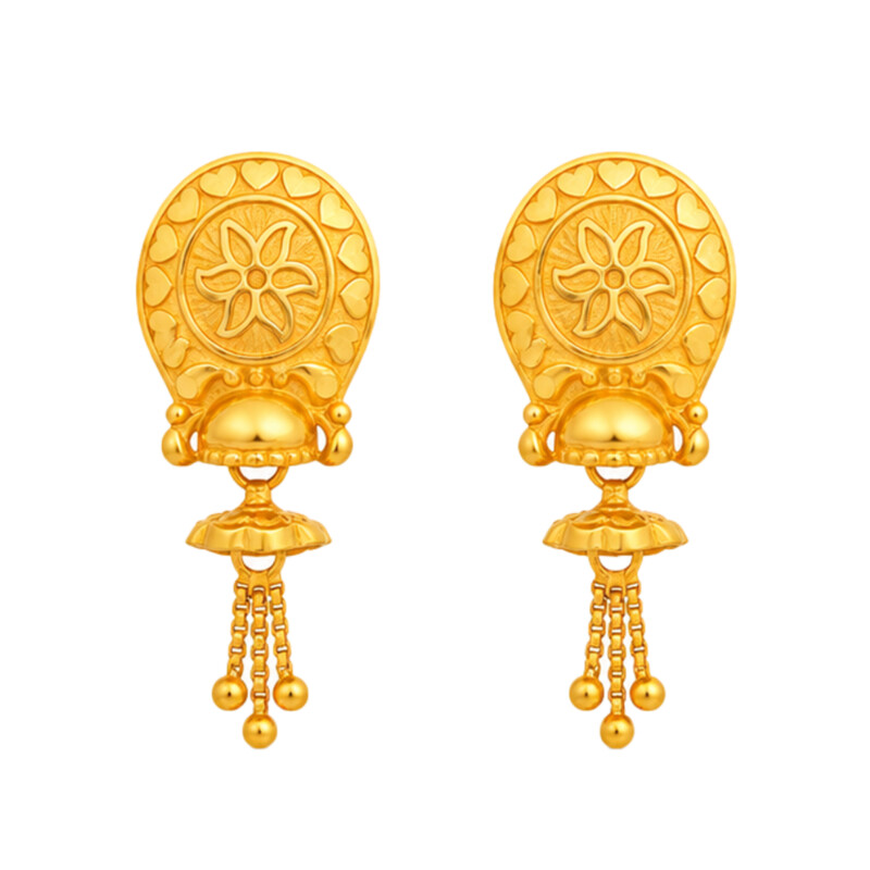 BIS Certified Real 22K Yellow Fine Gold Handmade Earrings For Women