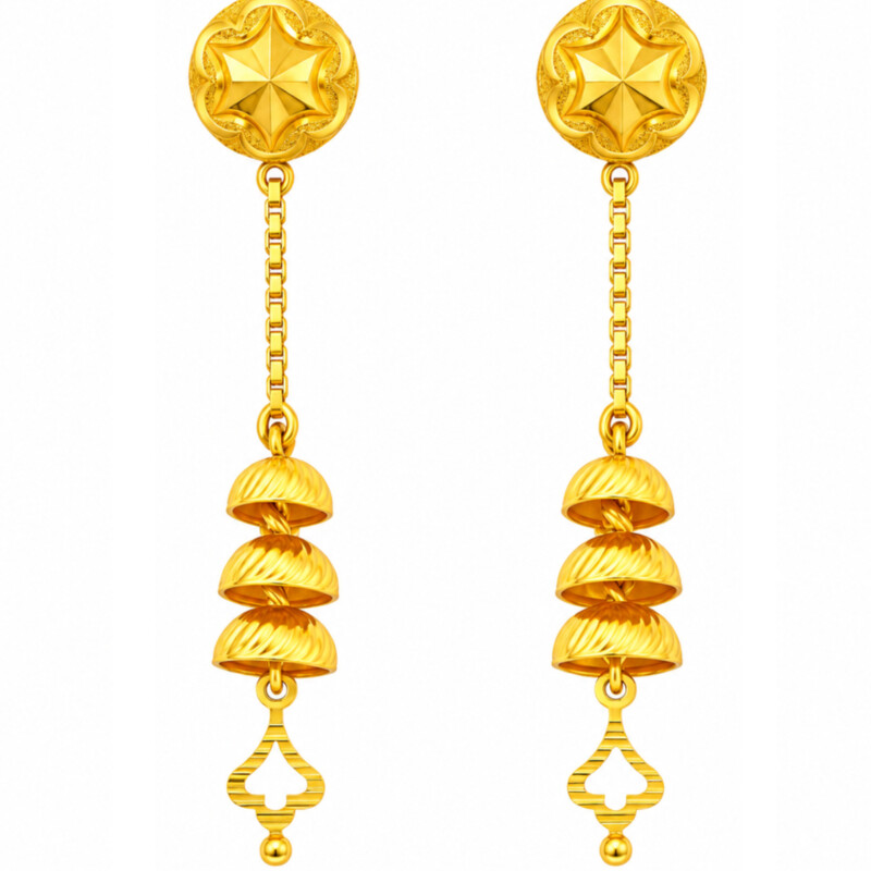 BIS Certified Real 22K Yellow Fine Gold Handmade Classy Earrings For Women