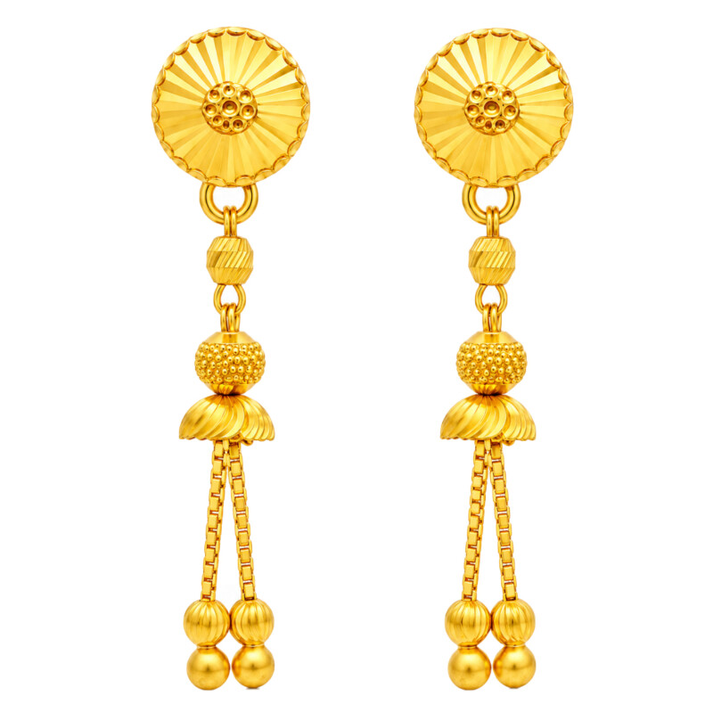 BIS Certified Real 22K Yellow Fine Gold Handmade Earrings For Women