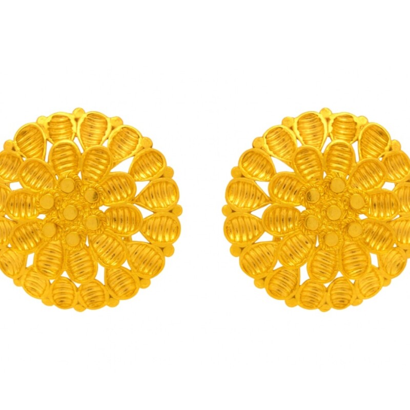 BIS Certified Real 22K Yellow Fine Gold Handmade Elegant Earrings For Women