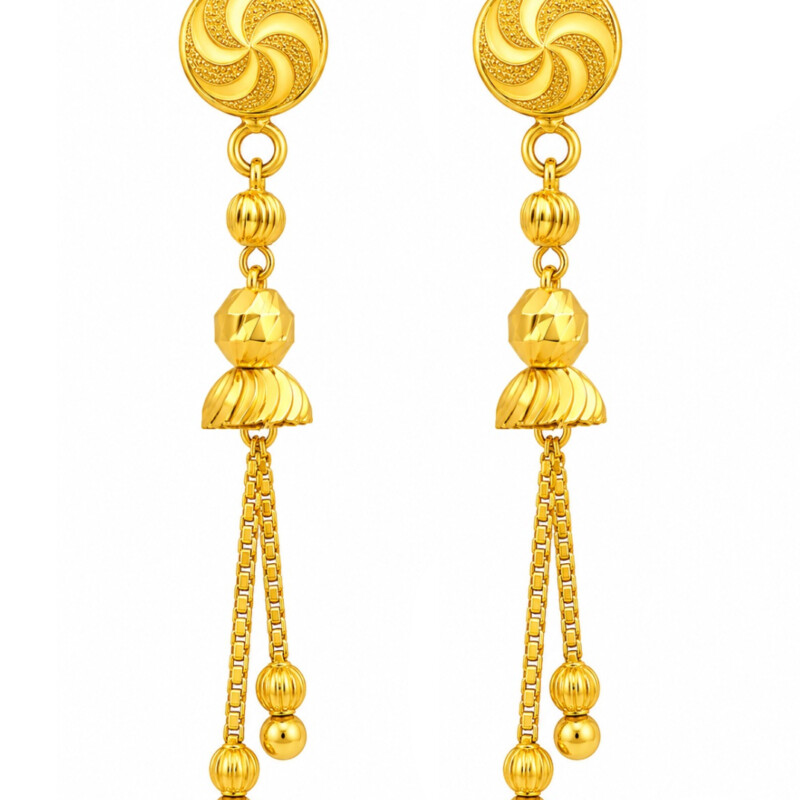 BIS Certified Real 22K Yellow Fine Gold Handmade Classy Earrings For Women