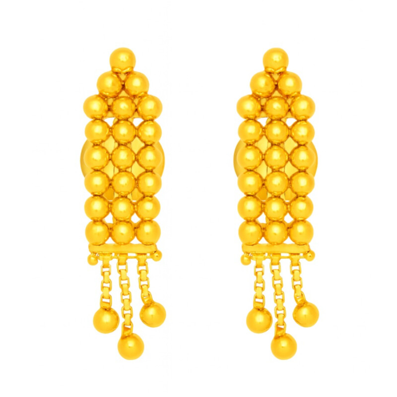 BIS Certified Real 22K Yellow Fine Gold Handmade Elegant Earrings For Women