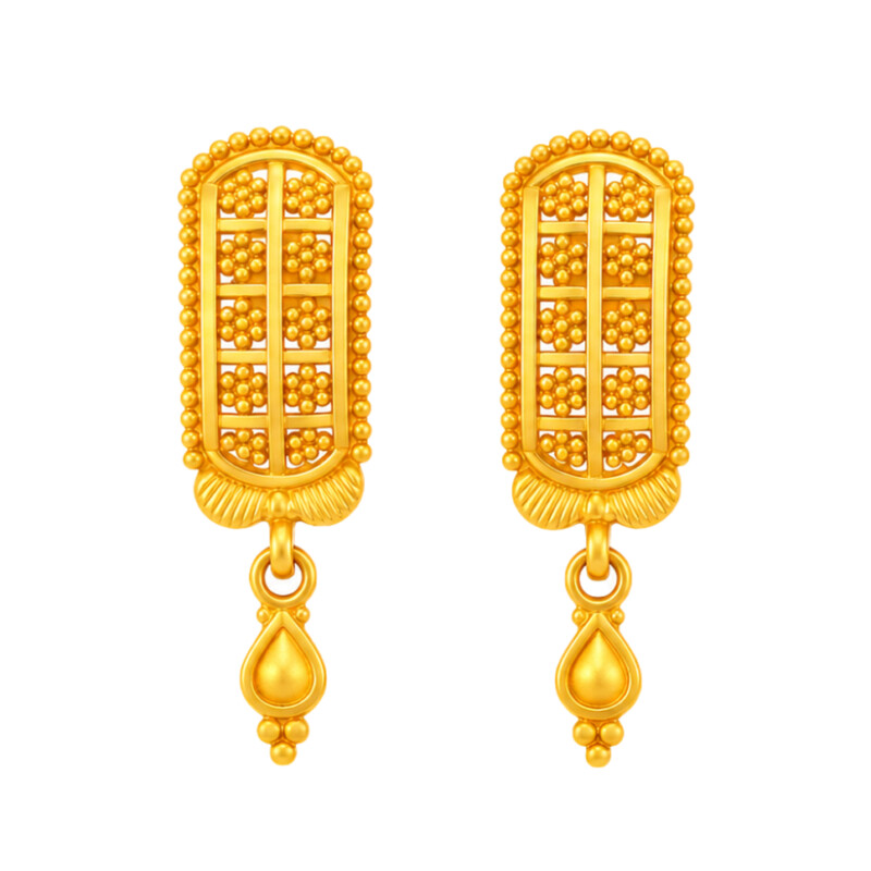 BIS Certified Real 22K Yellow Fine Gold Handmade Earrings For Women