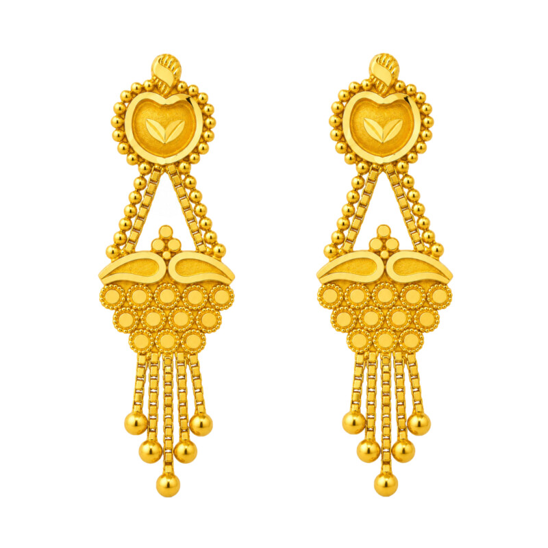 BIS Certified Real 22K Yellow Fine Gold Handmade Classy Earrings For Women
