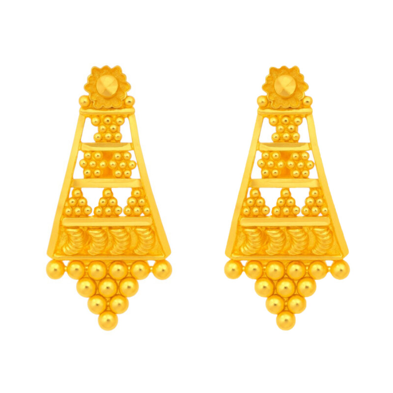 BIS Certified Real 22K Yellow Fine Gold Handmade Earrings For Women