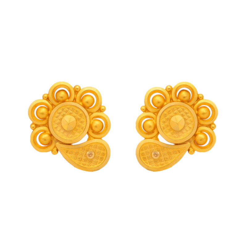 BIS Certified Real 22K Yellow Fine Gold Handmade Earrings For Women