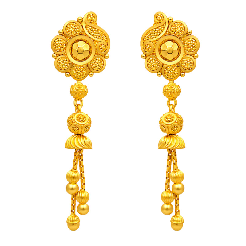 BIS Certified Real 22K Yellow Fine Gold Handmade Elegant Earrings For Women